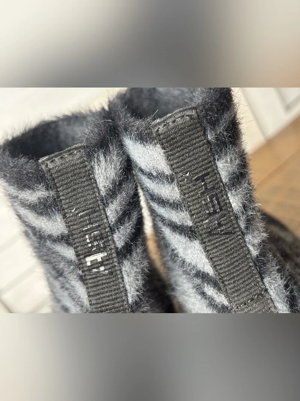 ASH Links Tiger Stripe Knit Sock Sneaker Boots Black Grey High Top Size 38 US 7.